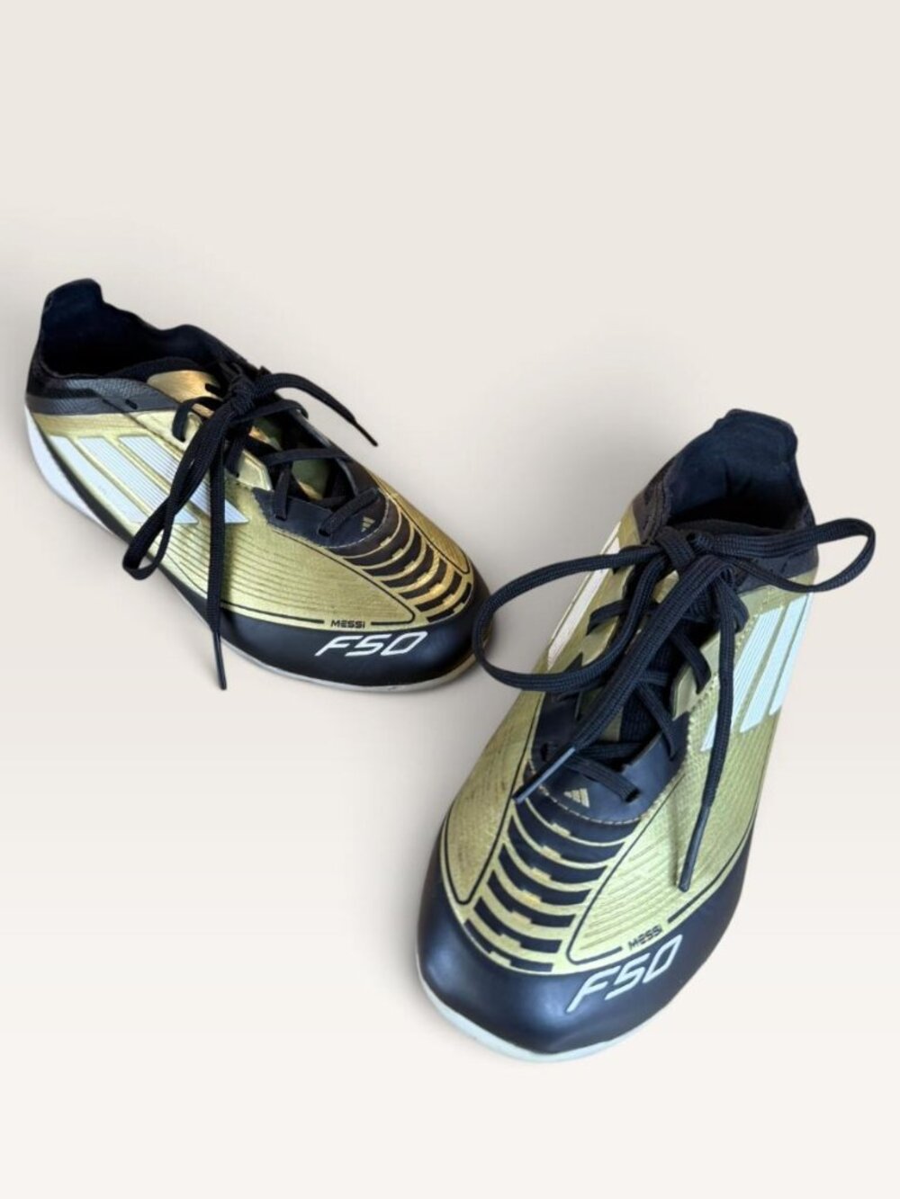 Adidas Messi F50 Gold Black Soccer Cleats Boys Youth Size 13K